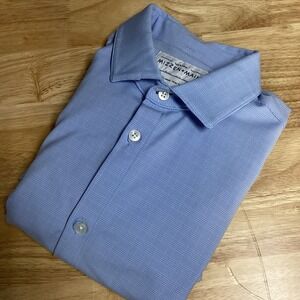 Mens Mizzen + Main Leeward long sleeved Trim Fit dress shirt Large Blue/white